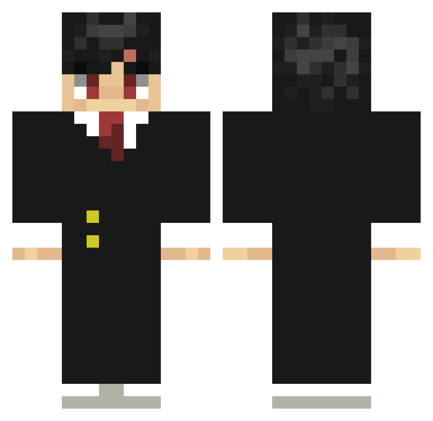 Malcifer Minecraft skin, front and back view