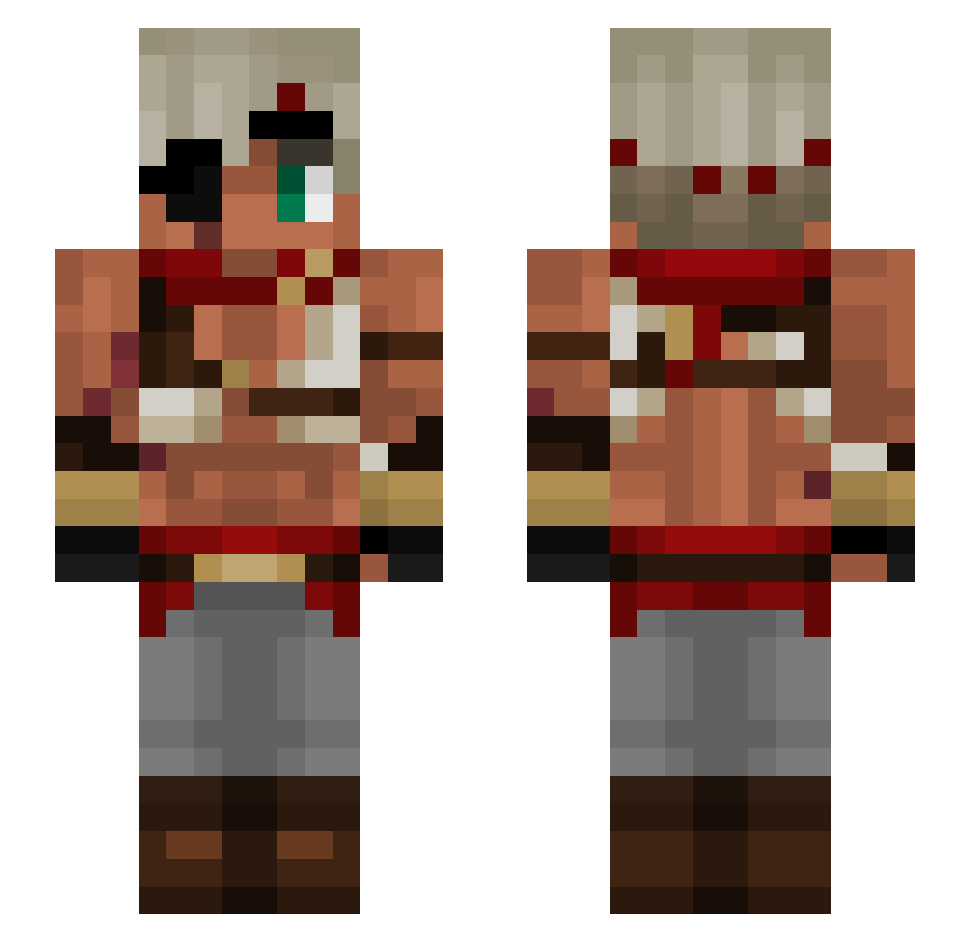 FeltZeno Minecraft skin, front and back view