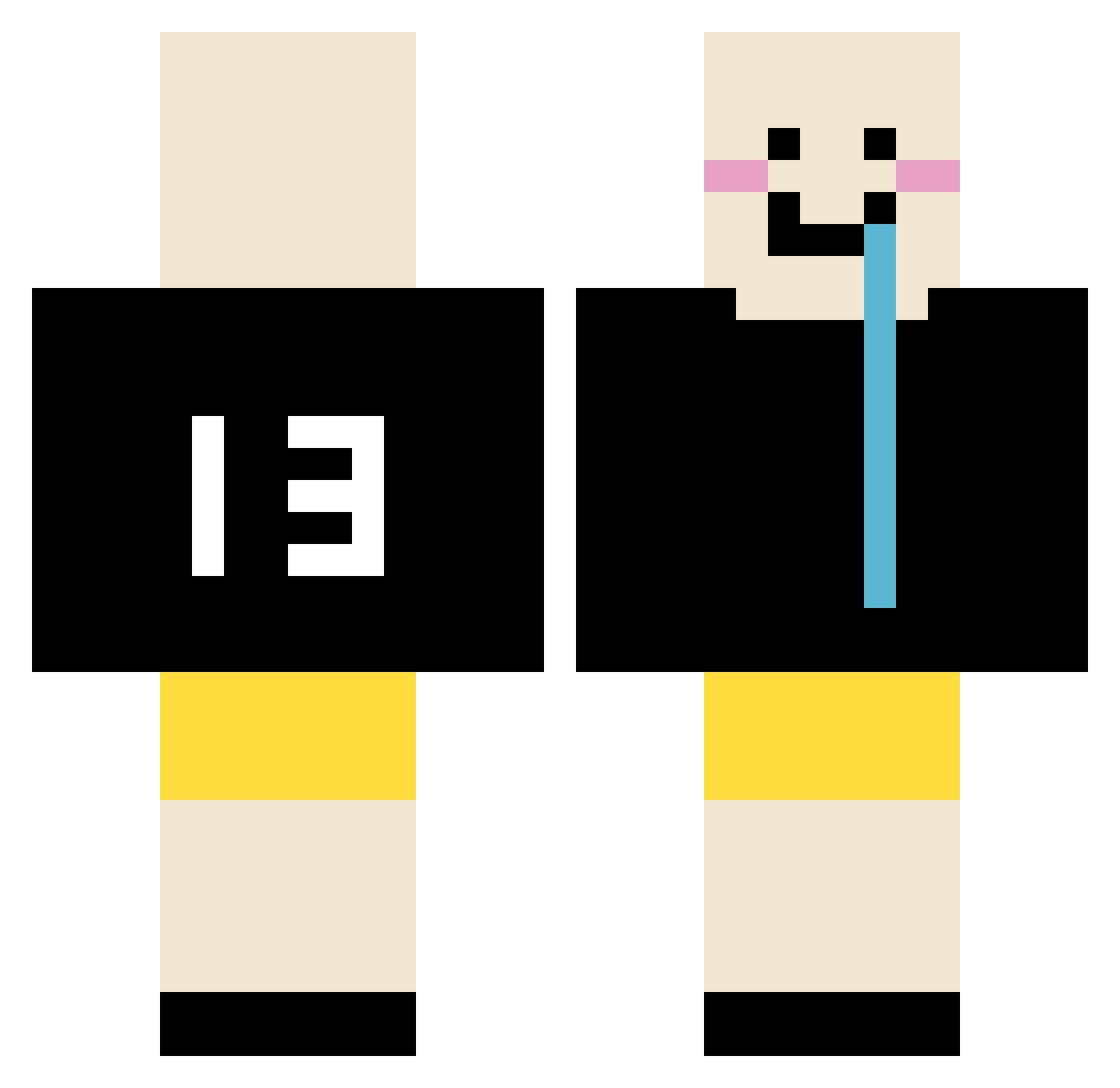 H2w0o0 Minecraft skin, front and back view