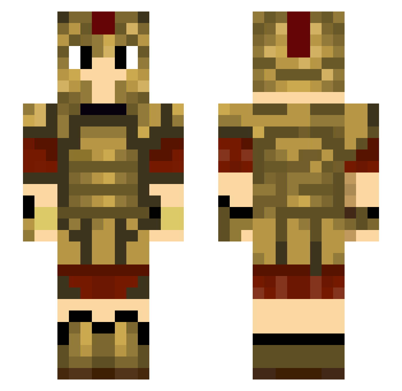 Amphictyon Minecraft skin, front and back view