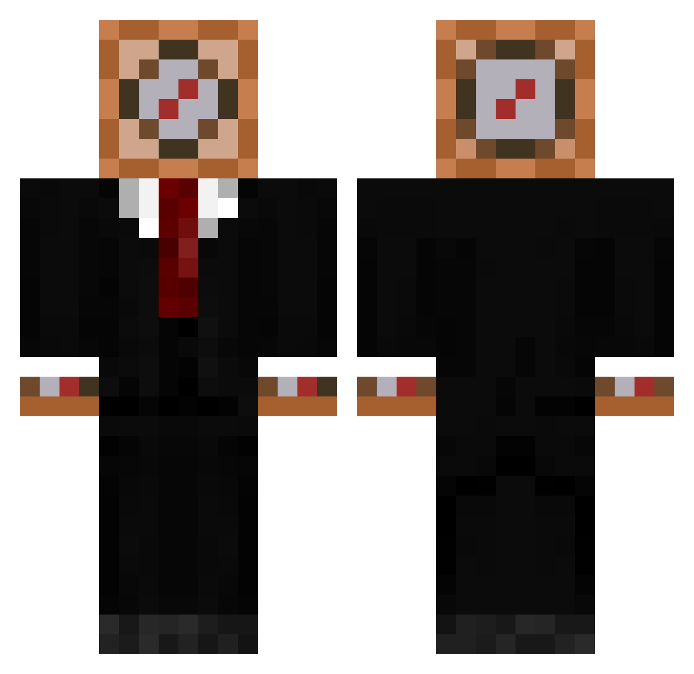 willzocelot Minecraft skin, front and back view