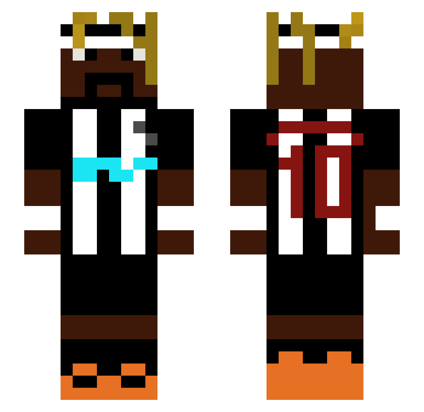 Immortalics Minecraft skin, front and back view