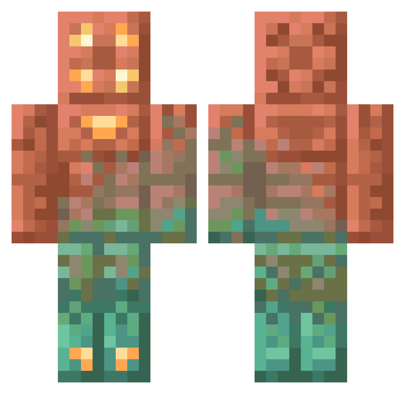 fe5e00 Minecraft skin, front and back view