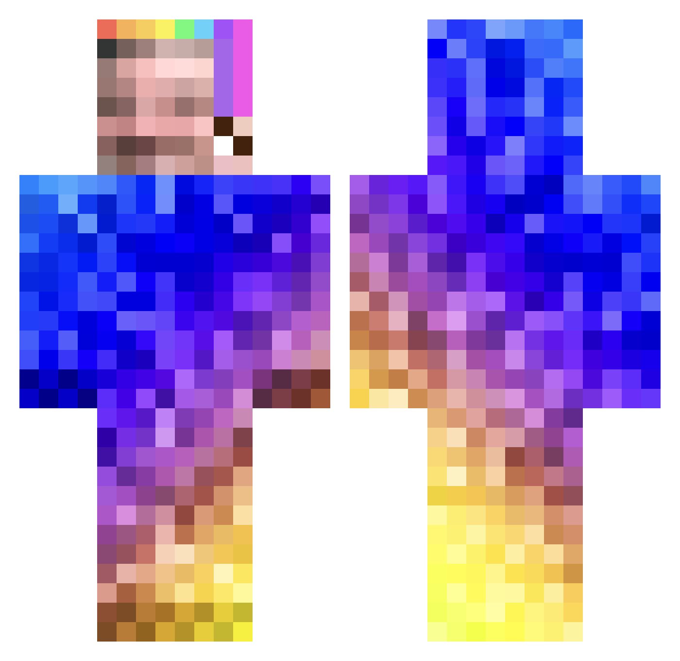 RadNolan Minecraft skin, front and back view