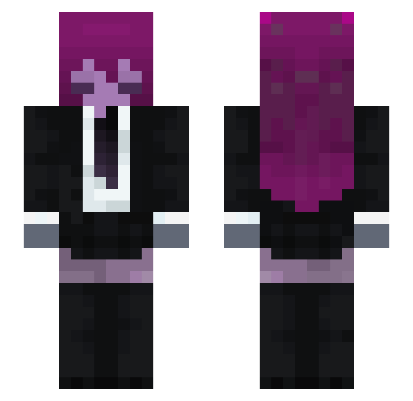 Lavender_NaN Minecraft skin, front and back view