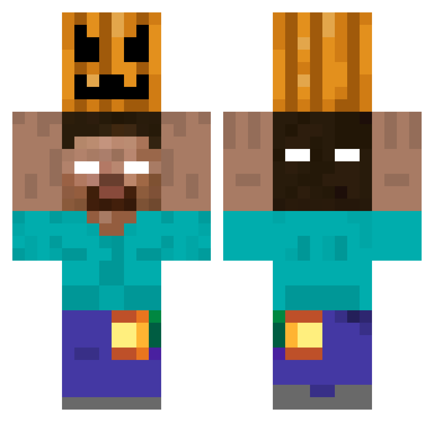 Icrafto Minecraft skin, front and back view
