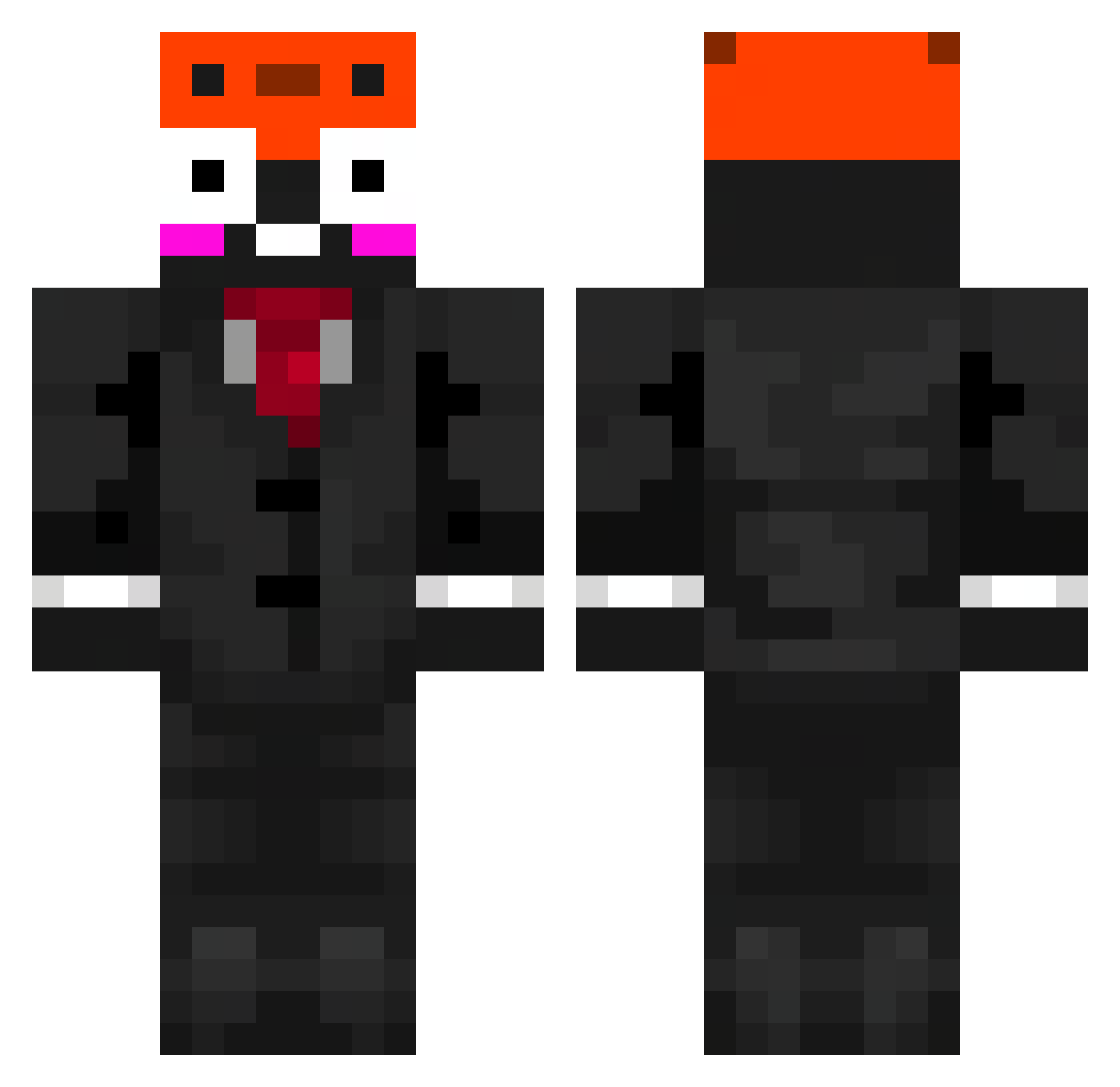 VIN0SSAURO Minecraft skin, front and back view