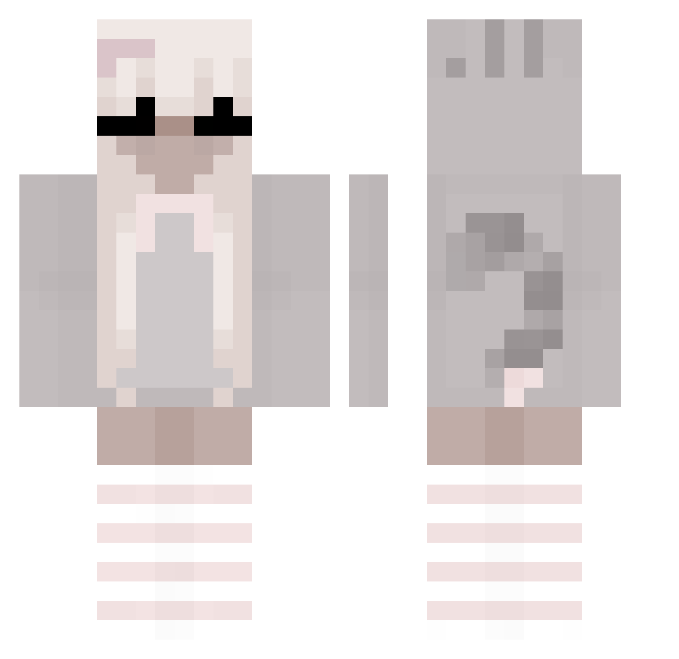 xLxght Minecraft skin, front and back view