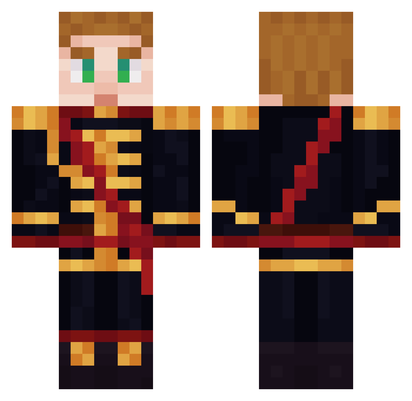 Putcher Minecraft skin, front and back view