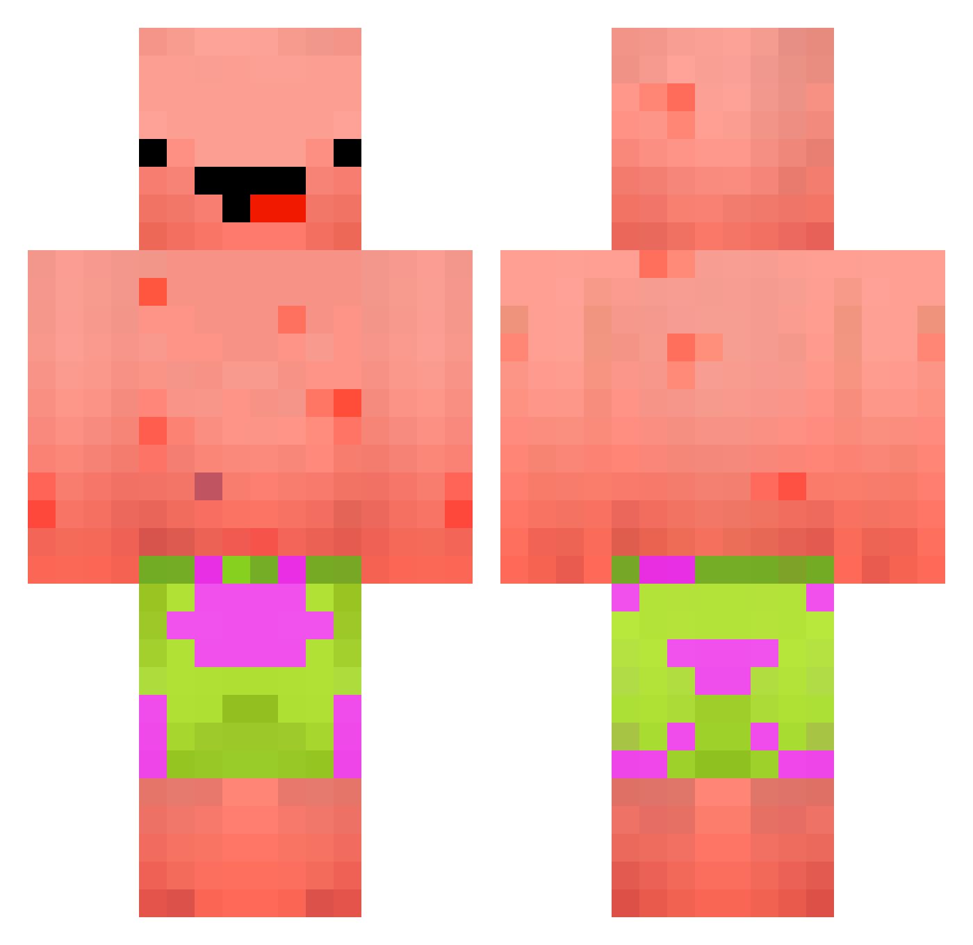 zxha Minecraft skin, front and back view