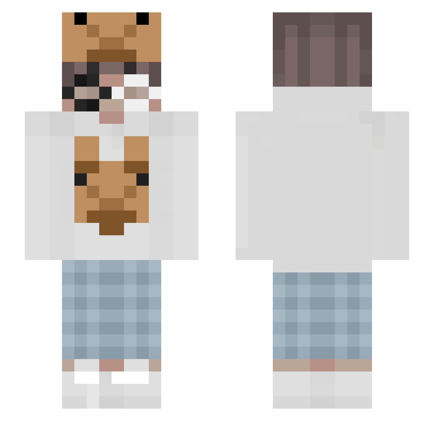 PlacidSine Minecraft skin, front and back view