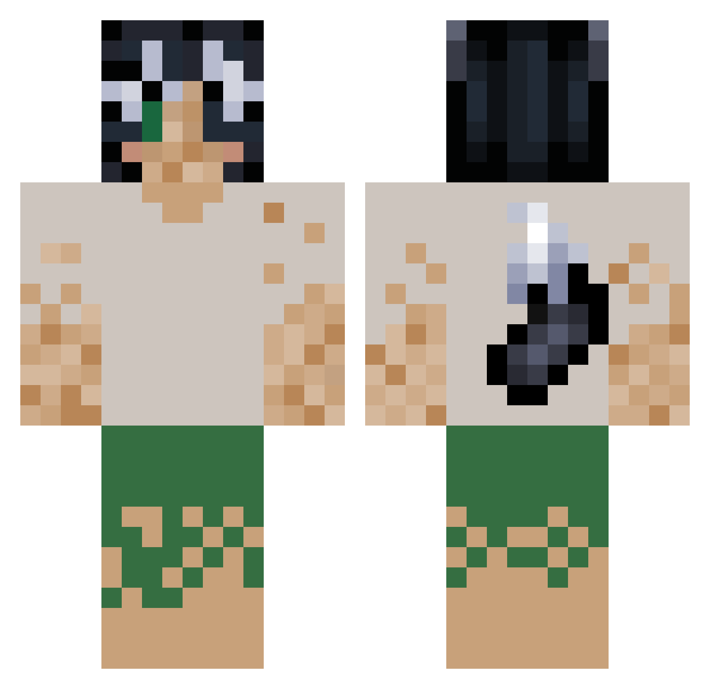 Kraykillman Minecraft skin, front and back view