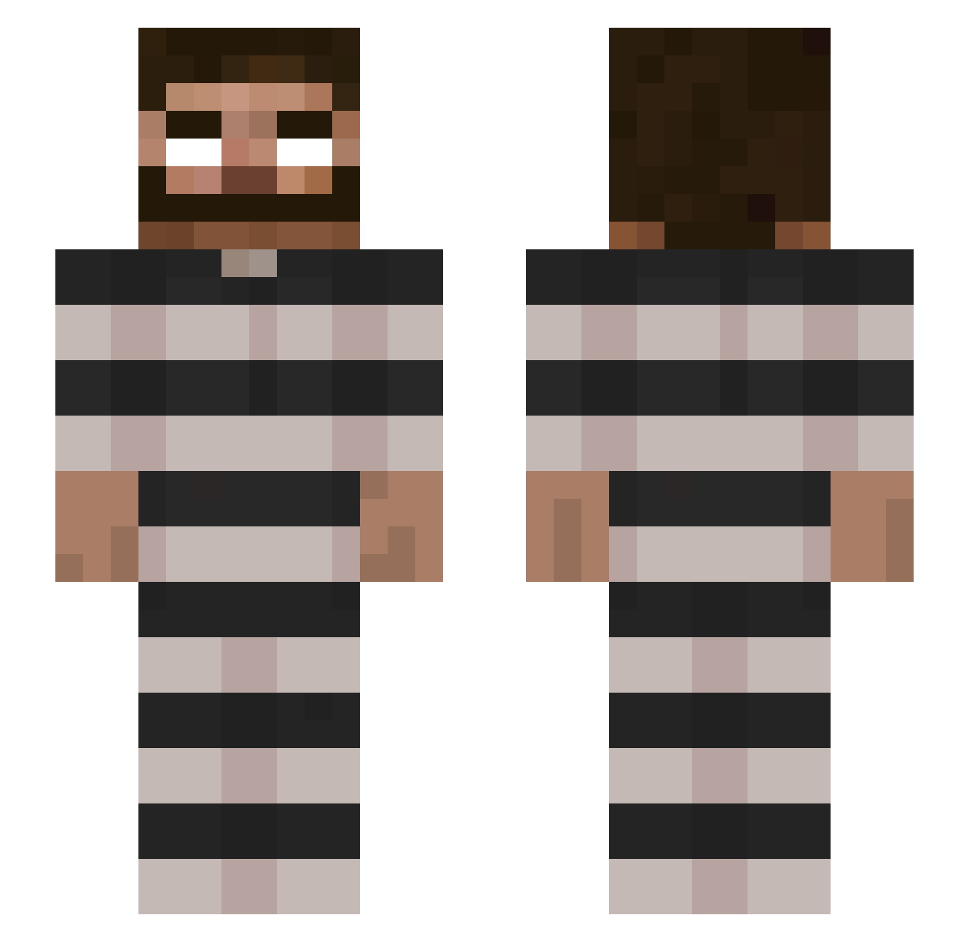 asuted Minecraft skin, front and back view