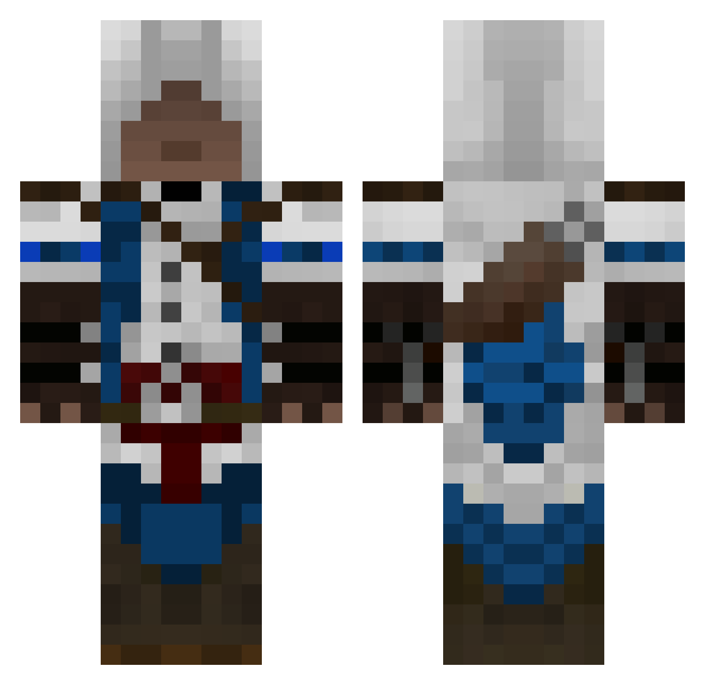Precured Minecraft skin, front and back view