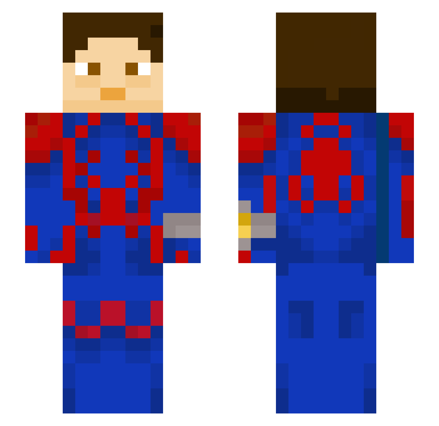 Akpoof Minecraft skin, front and back view