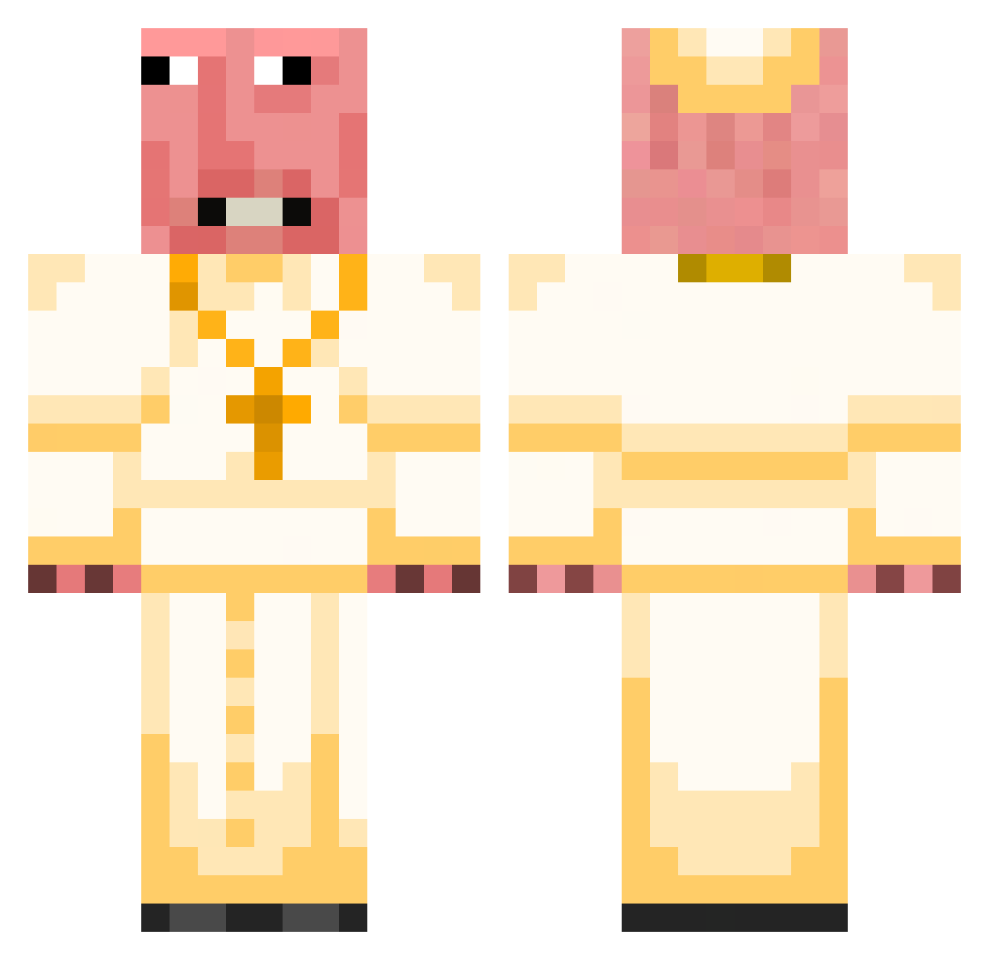 Mrkinjo Minecraft skin, front and back view