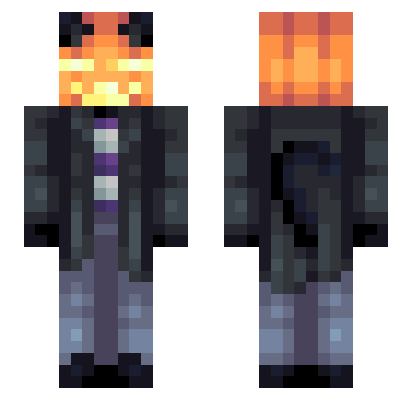 PrupAhol Minecraft skin, front and back view