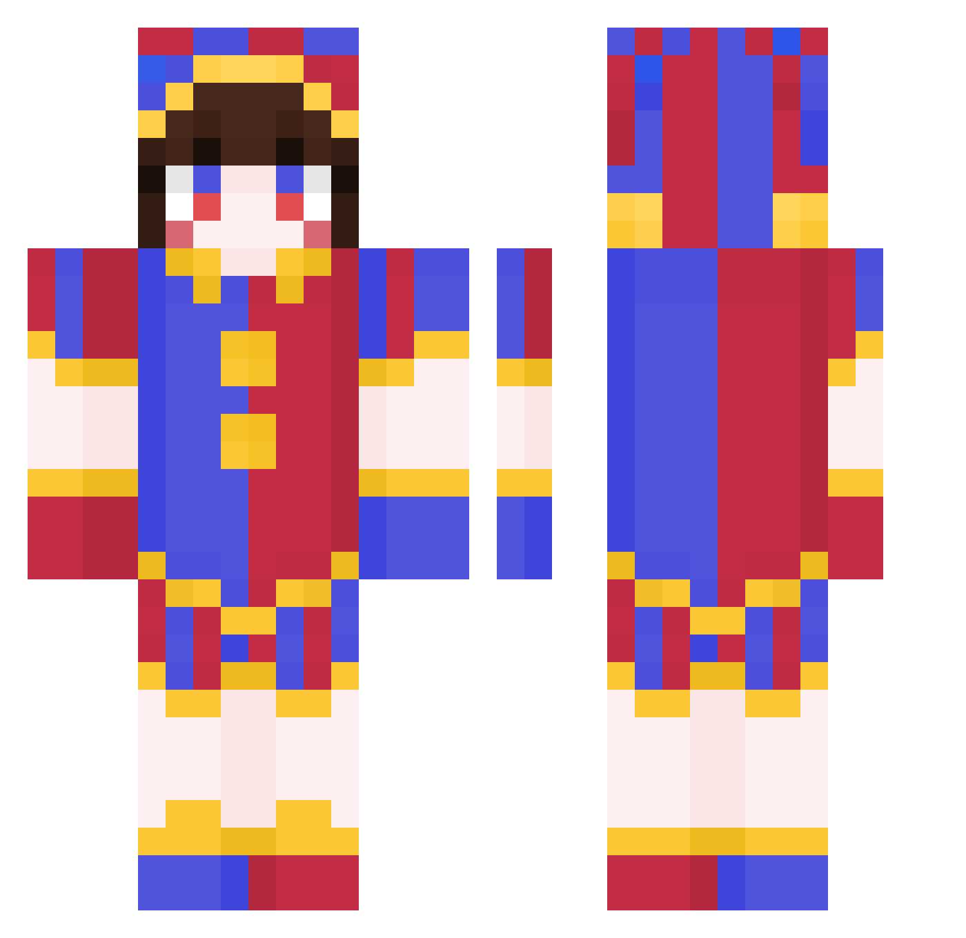 Wxillow Minecraft skin, front and back view