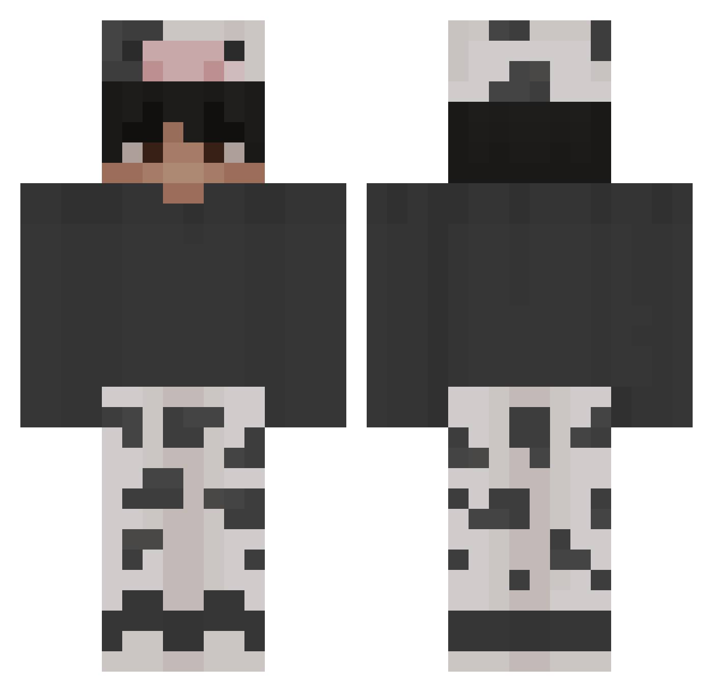 PottyLots Minecraft skin, front and back view