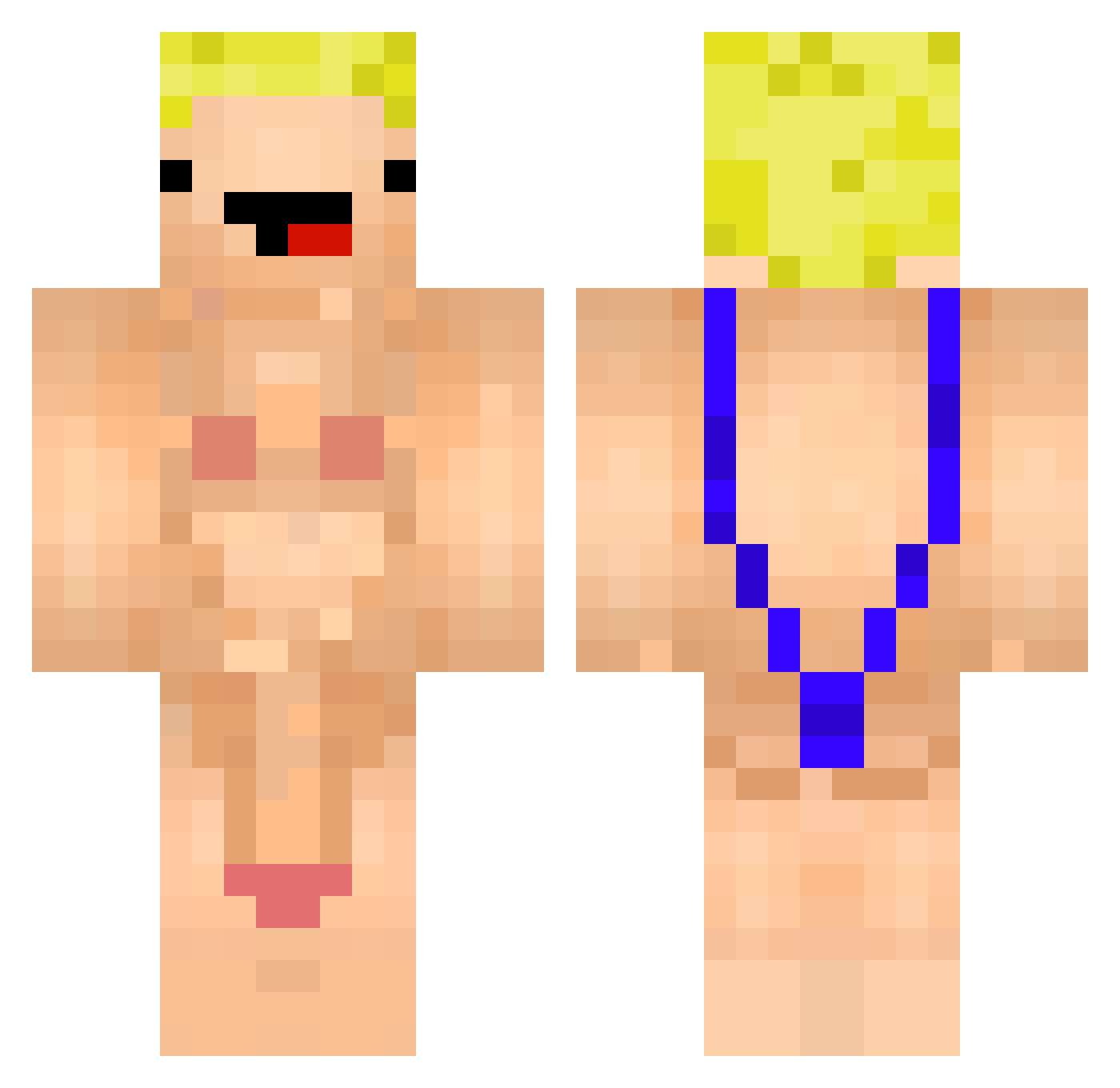 RightArmIsBigger Minecraft skin, front and back view