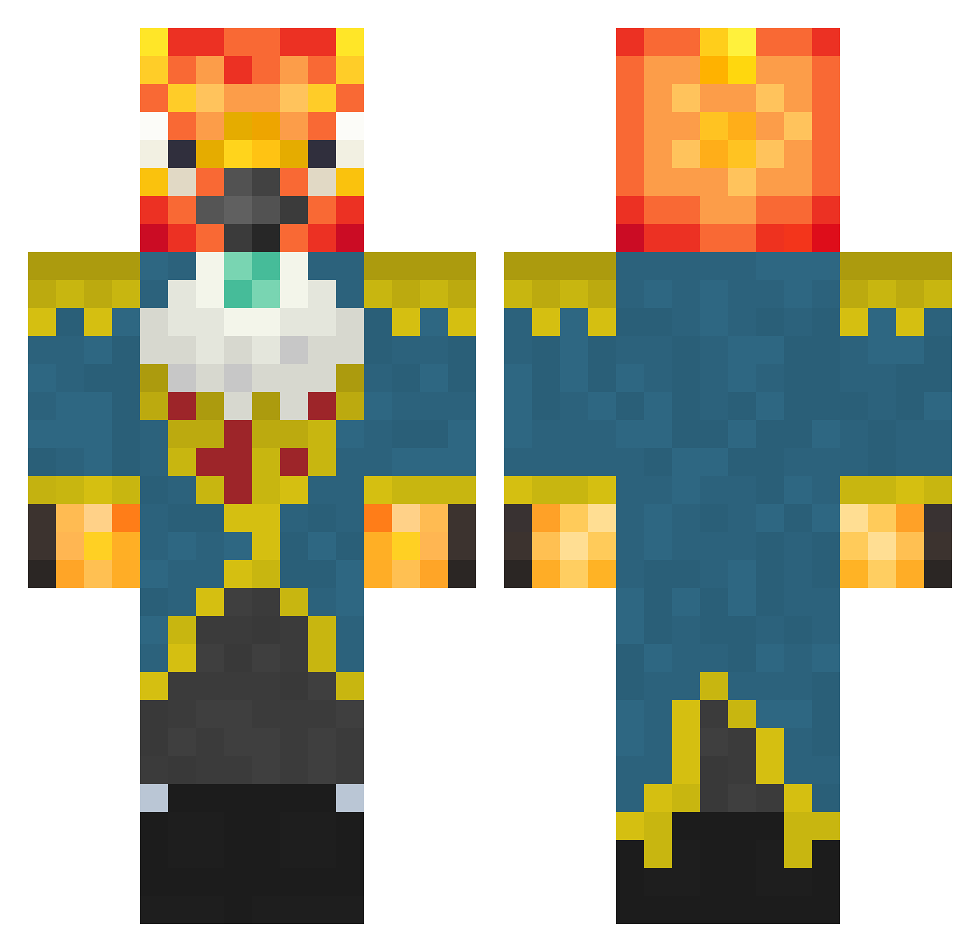 Phenix42 Minecraft skin, front and back view