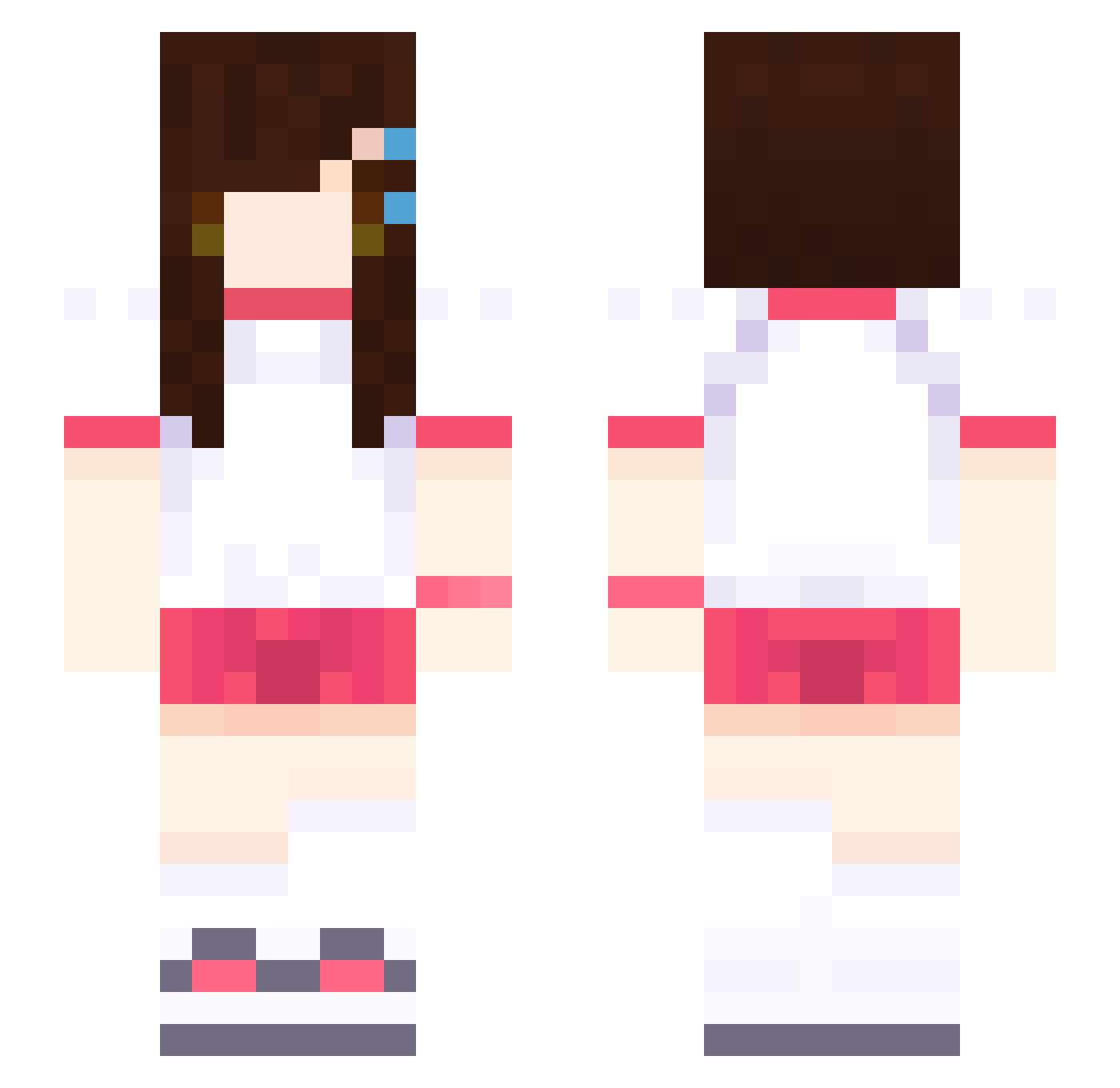 mouseymilo Minecraft skin, front and back view