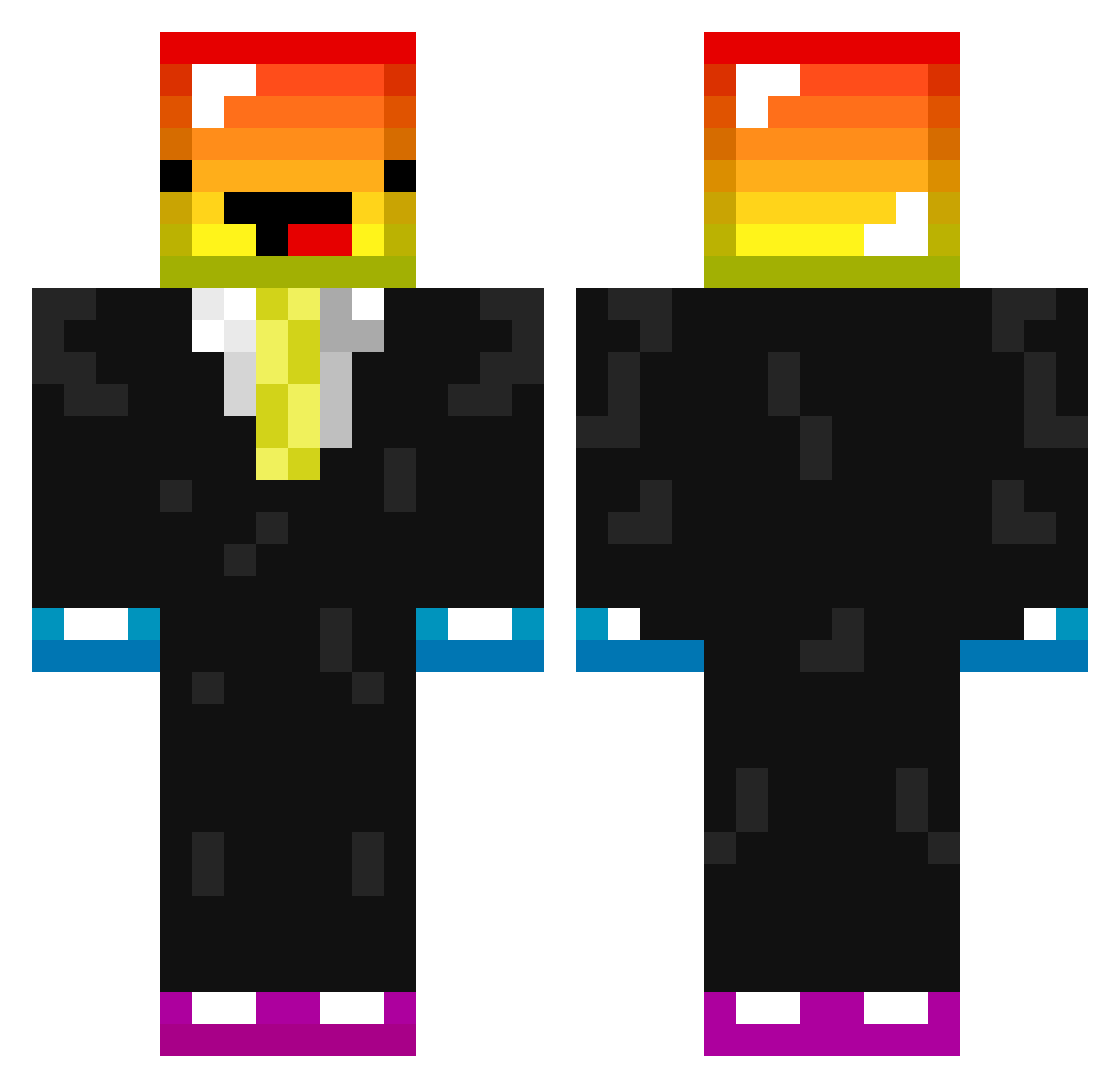 Spazzway Minecraft skin, front and back view