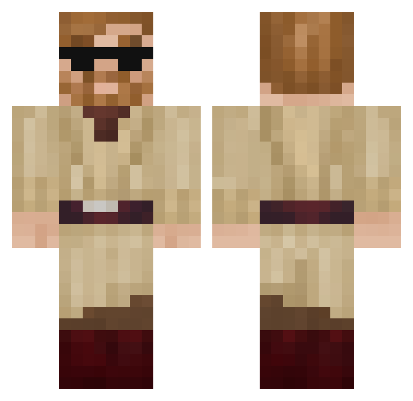 Ecadeia Minecraft skin, front and back view