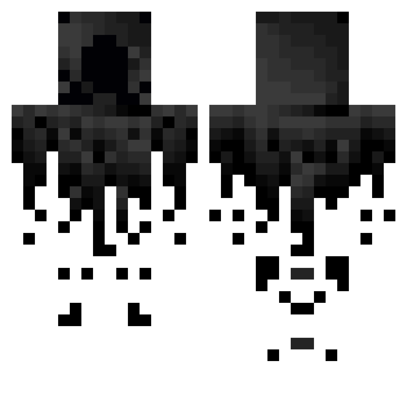 Almanegra010 Minecraft skin, front and back view
