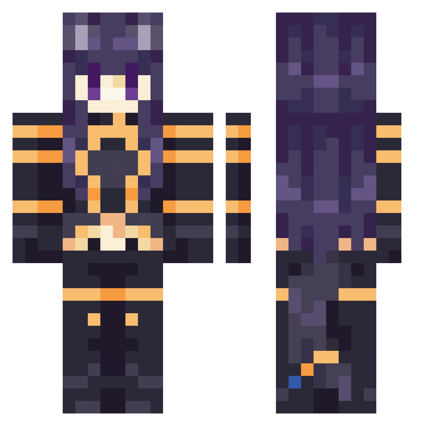 Sotrell Minecraft skin, front and back view