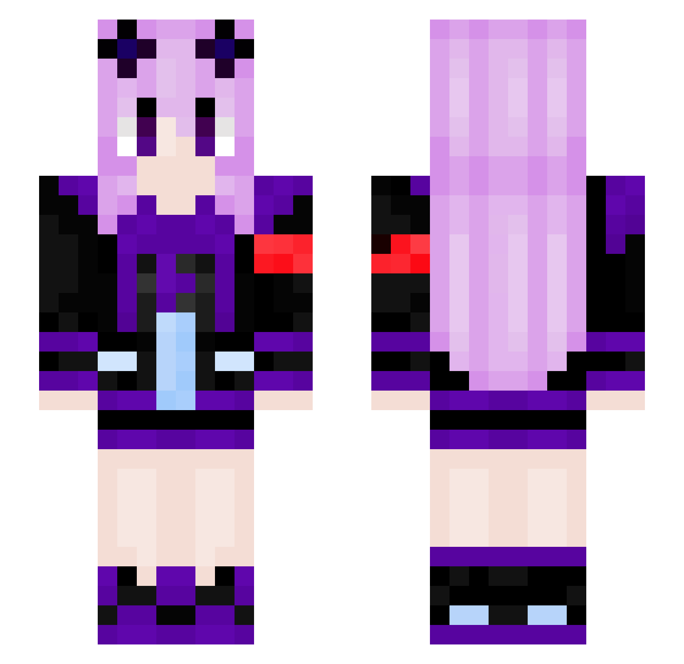 JenniePomPiPi Minecraft skin, front and back view