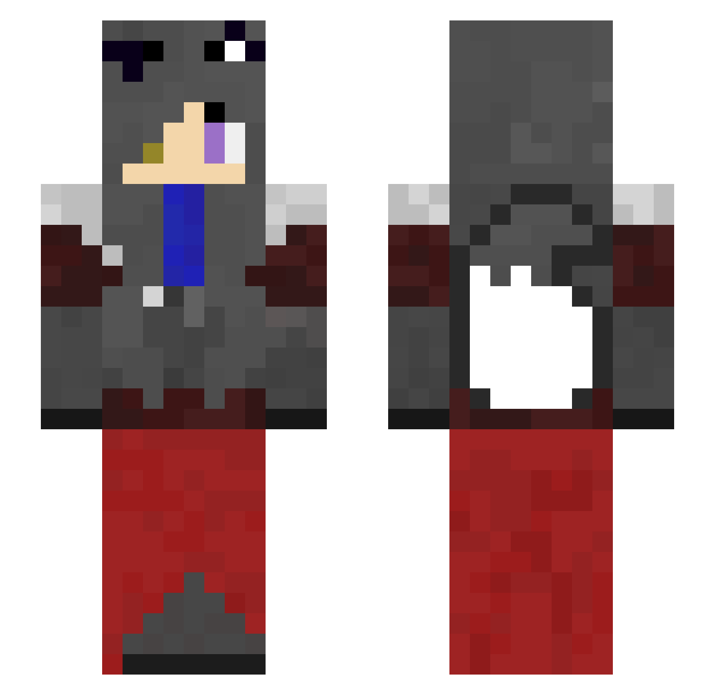 EldritchFoxBread Minecraft skin, front and back view