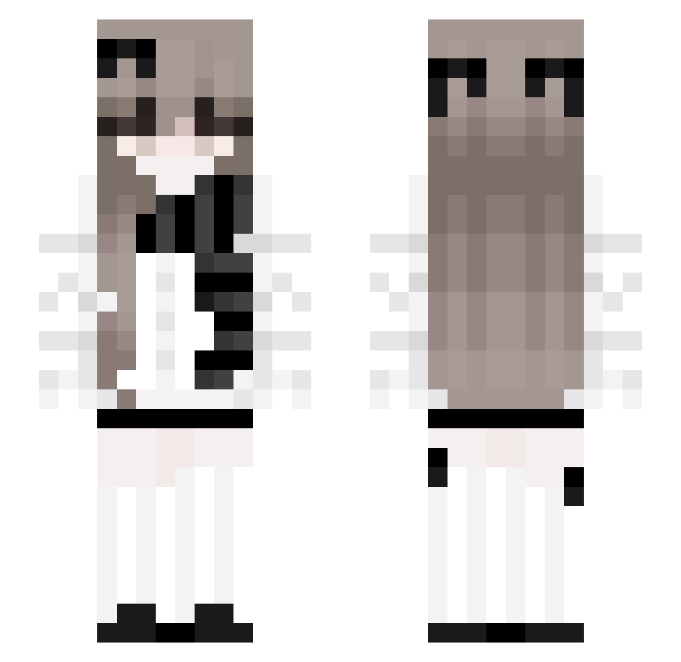 UnhingedPuppy Minecraft skin, front and back view