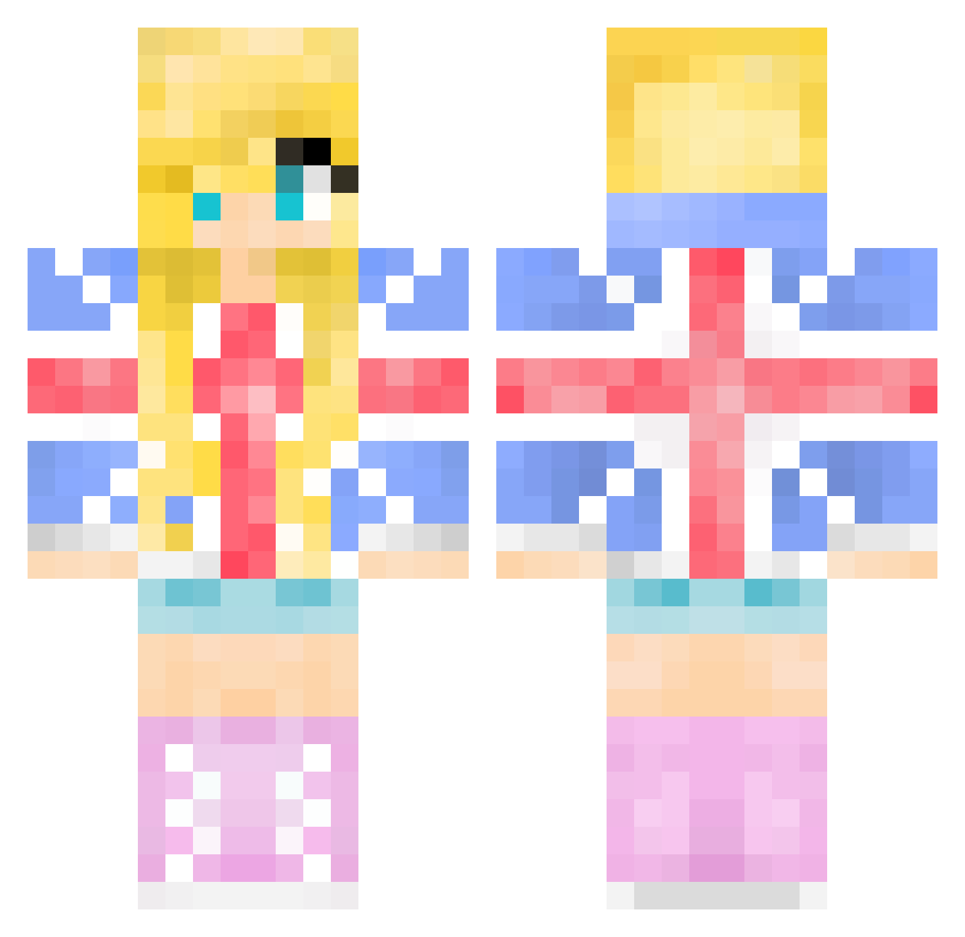 Agena Minecraft skin, front and back view