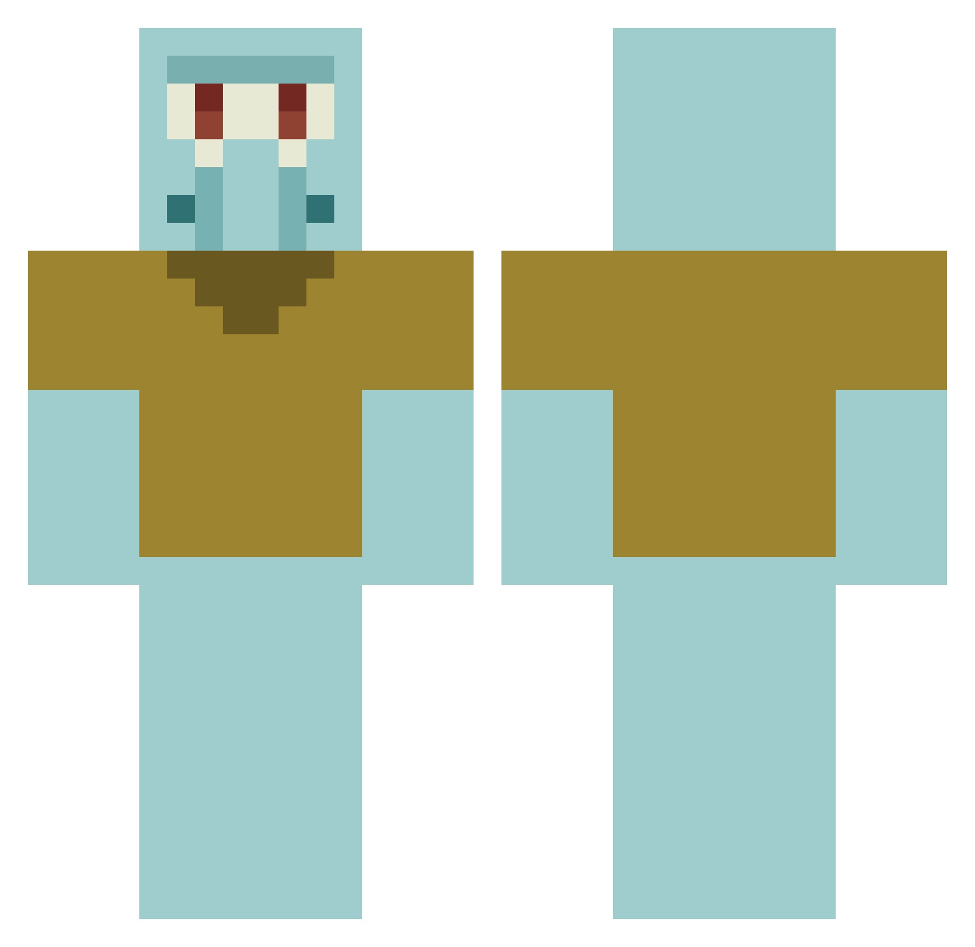 i_love_squidward Minecraft skin, front and back view