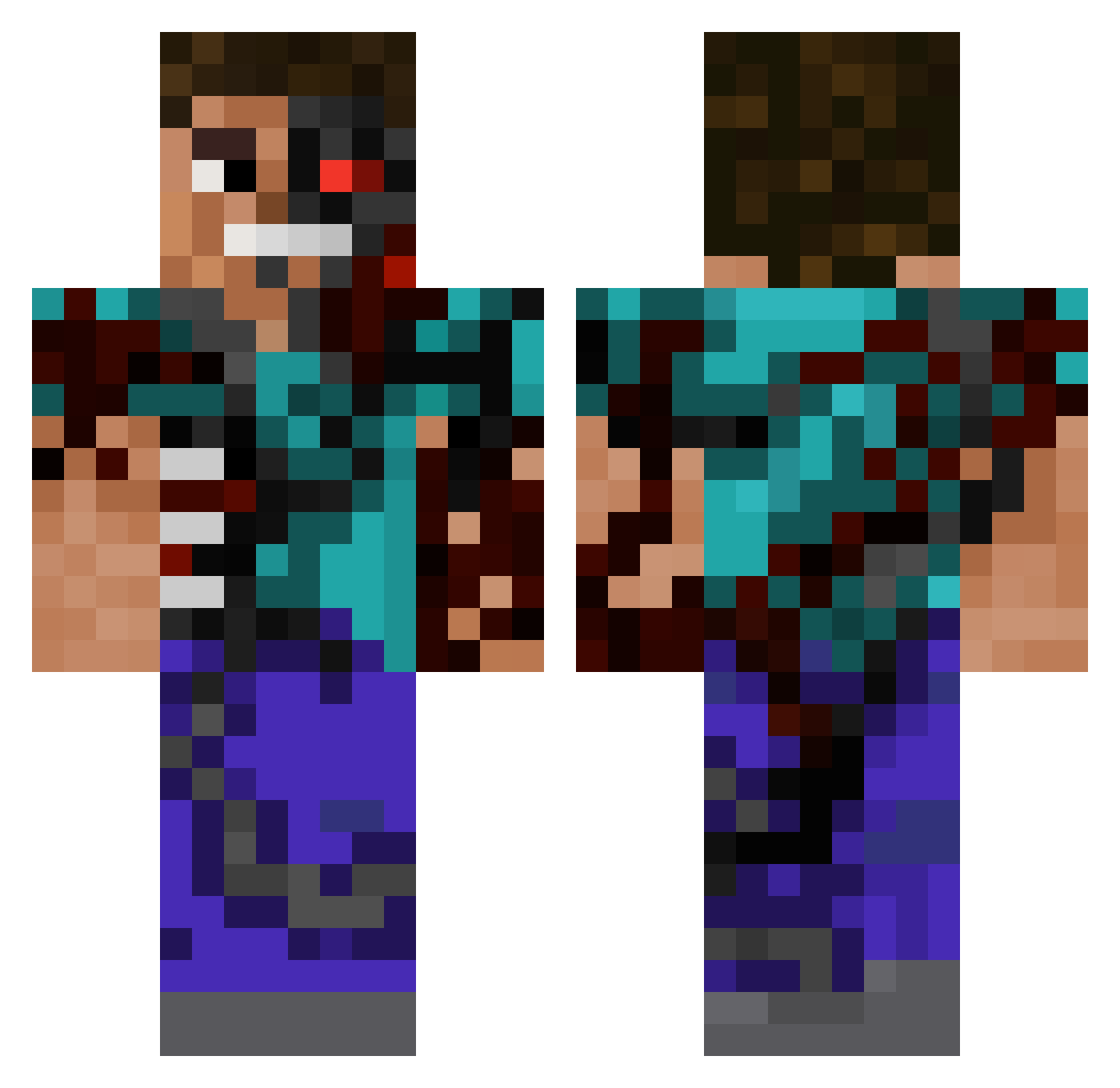 WaveOnPp Minecraft skin, front and back view