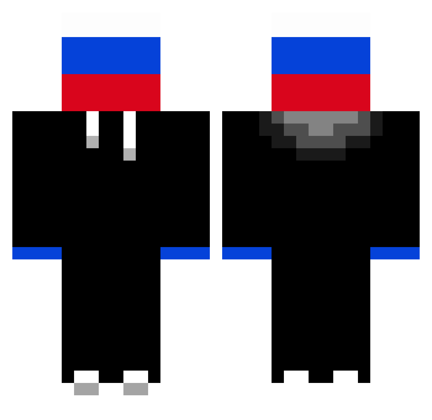 JojoHubi Minecraft skin, front and back view