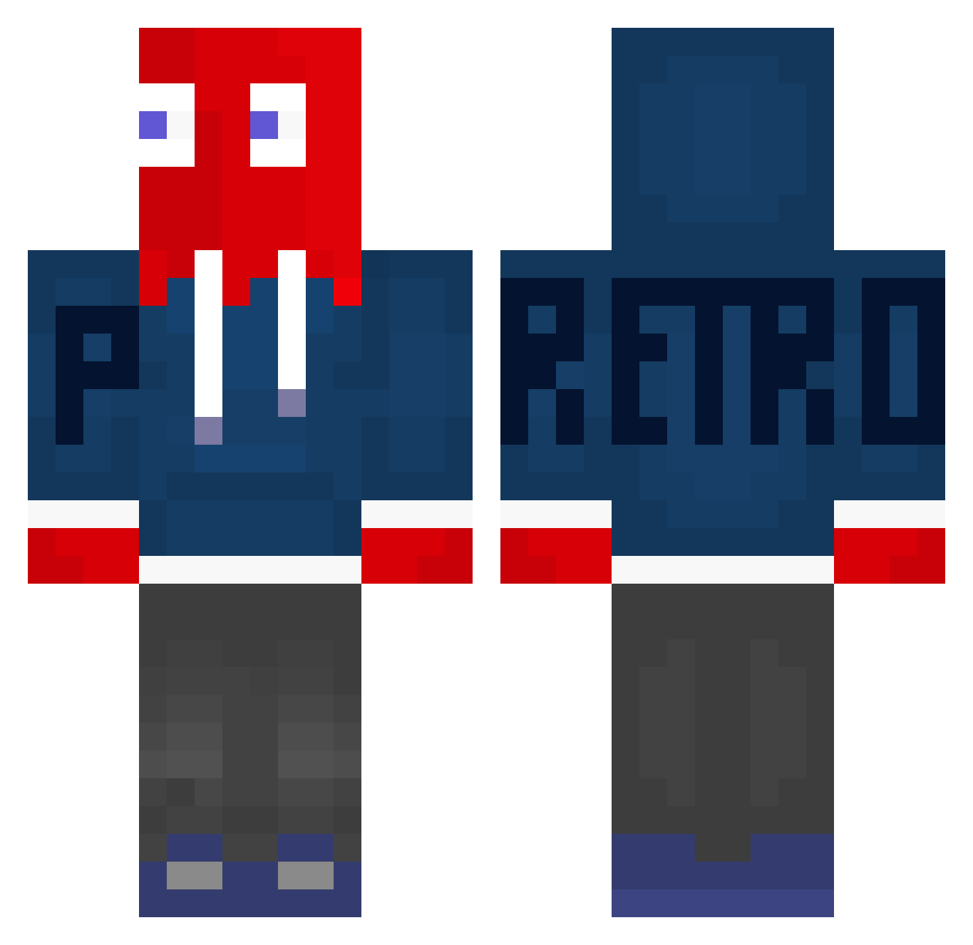 _RetroP Minecraft skin, front and back view