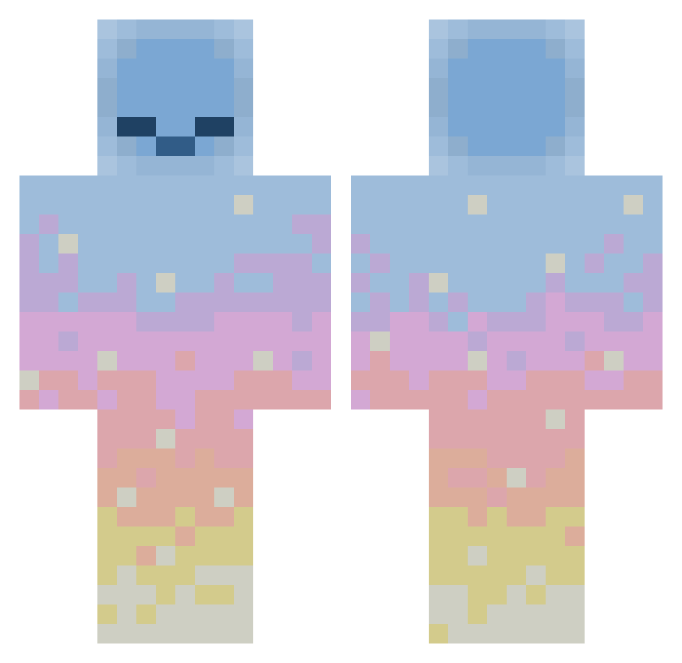PiterCatWin Minecraft skin, front and back view
