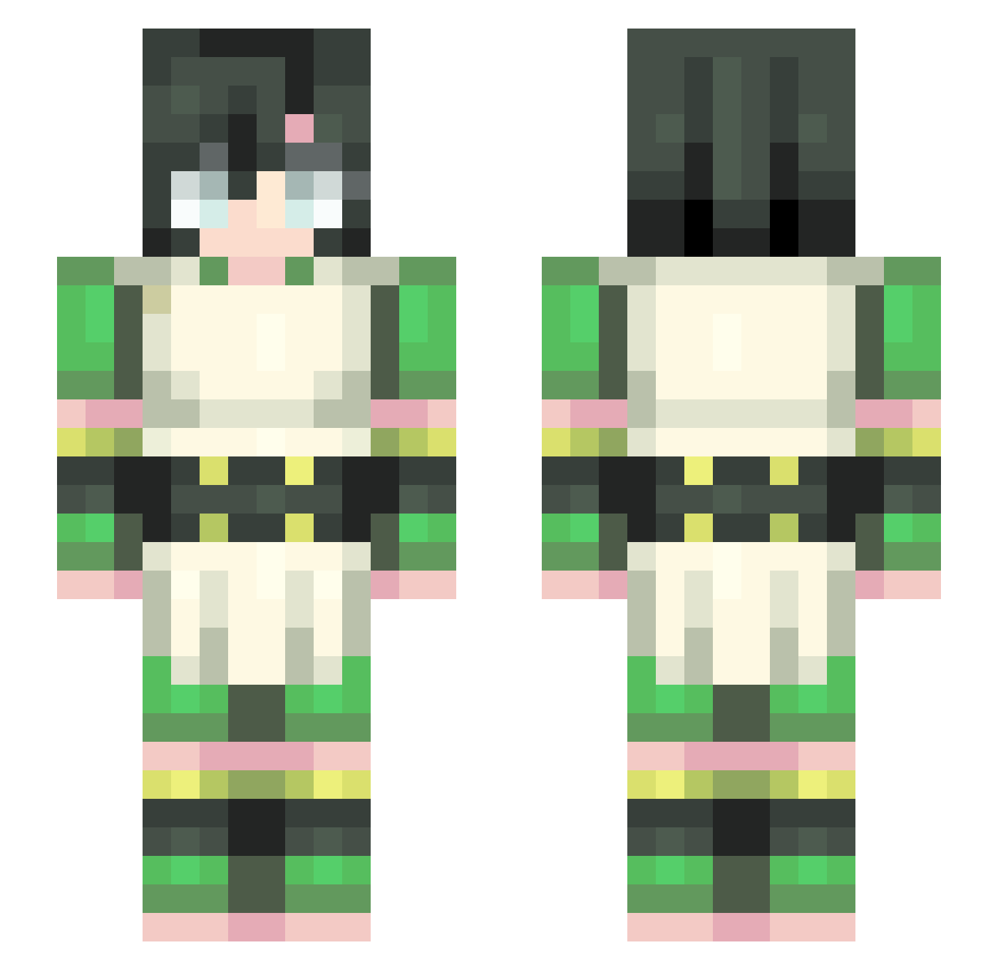 Geejee Minecraft skin, front and back view