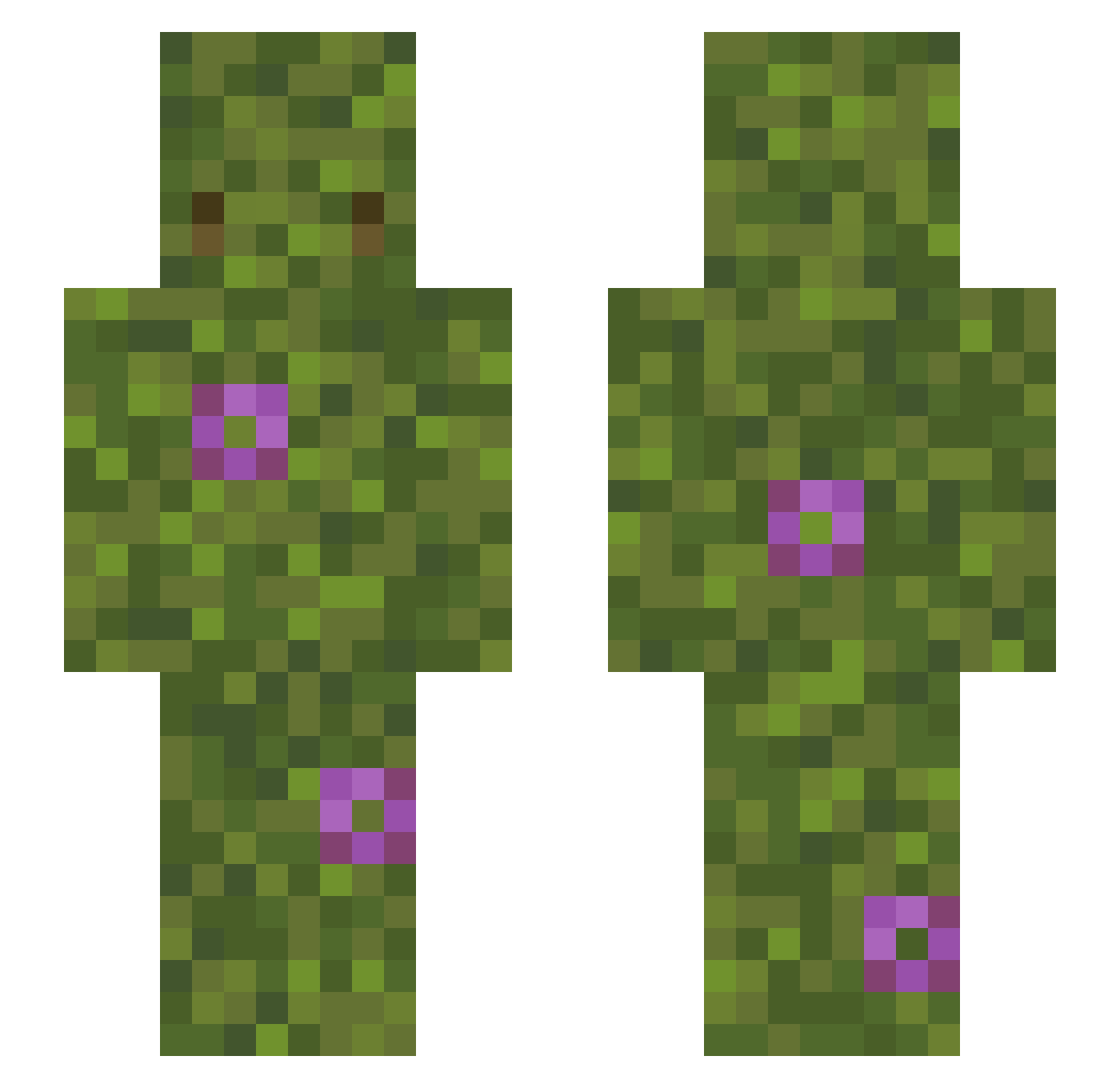 fuzzyblack Minecraft skin, front and back view