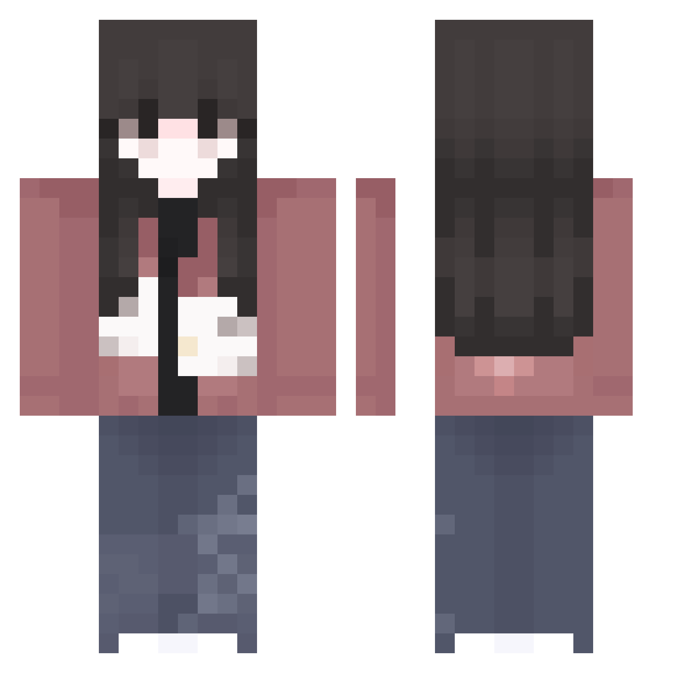 PearlSushi Minecraft skin, front and back view