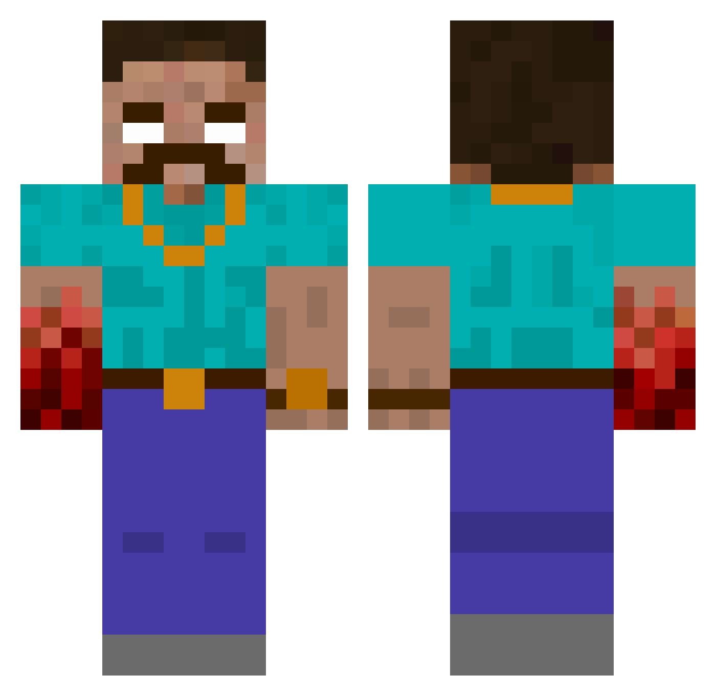 qi002 Minecraft skin, front and back view