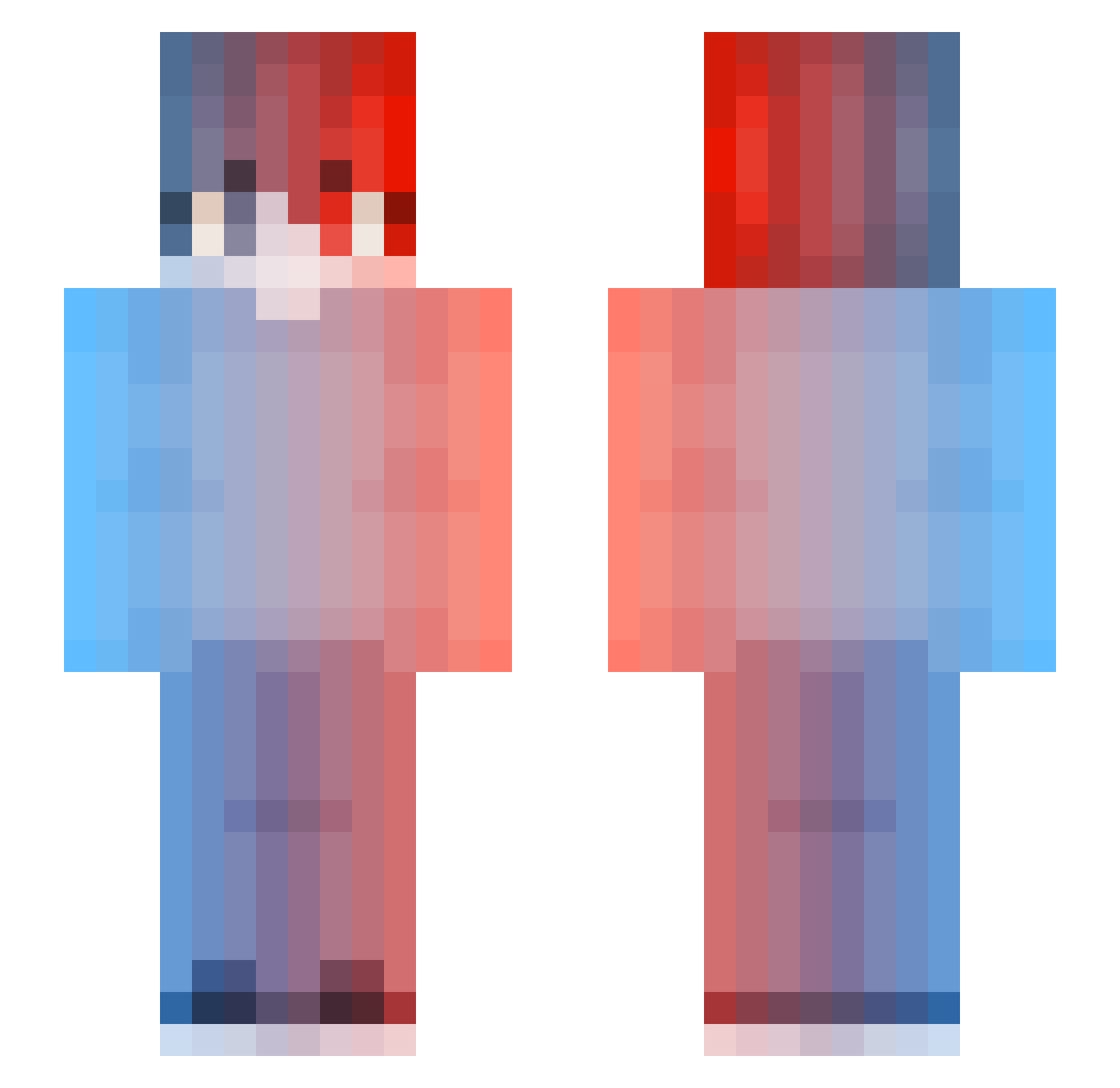AlkyWu Minecraft skin, front and back view