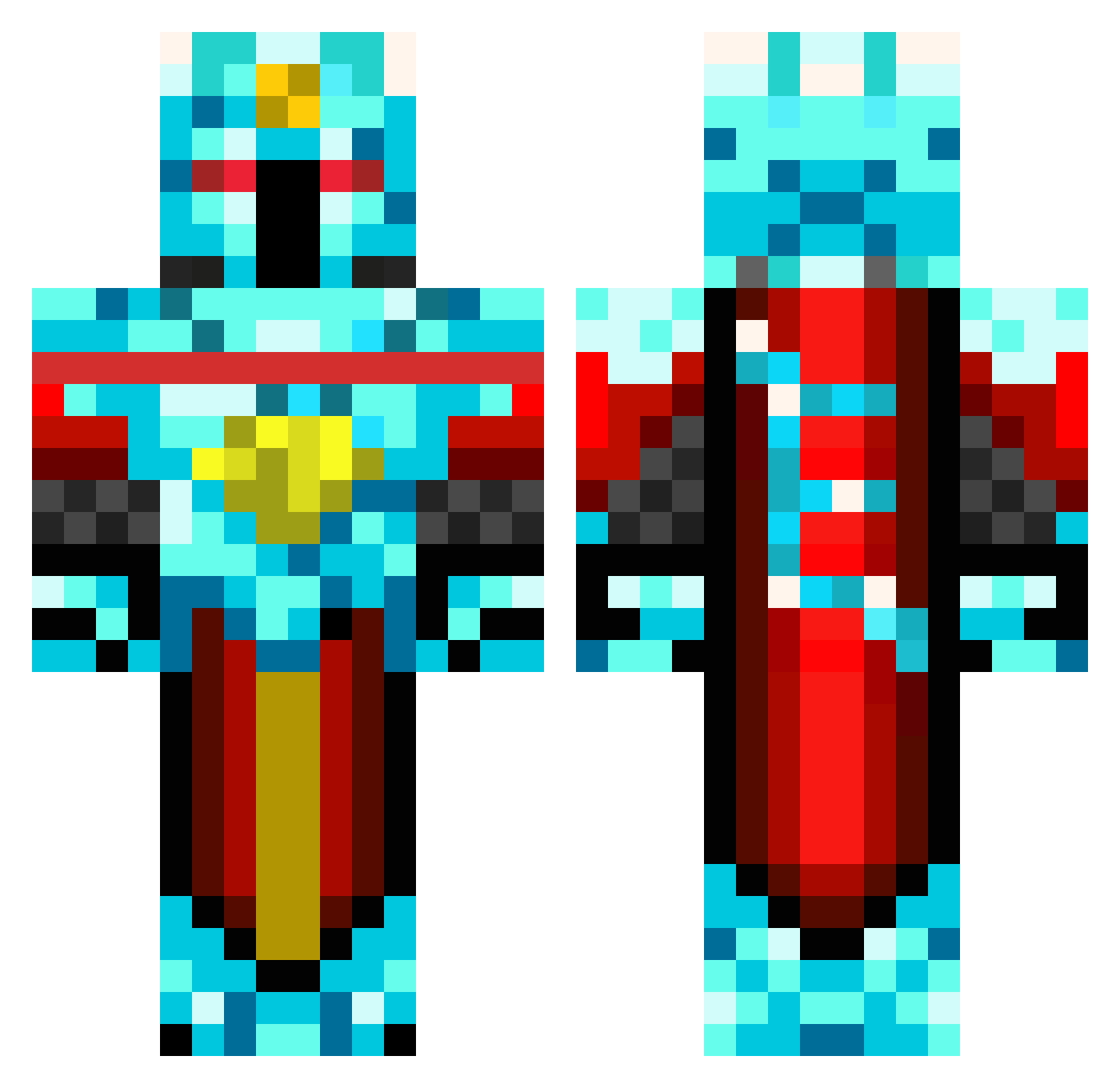 gregogos Minecraft skin, front and back view