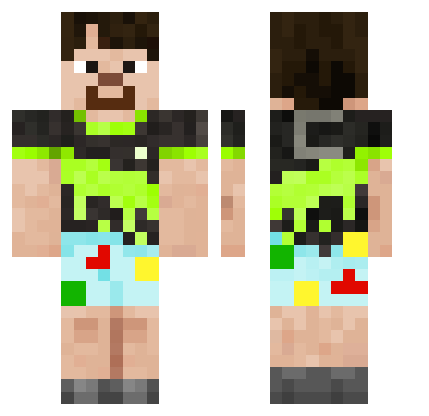 Crank829 Minecraft skin, front and back view