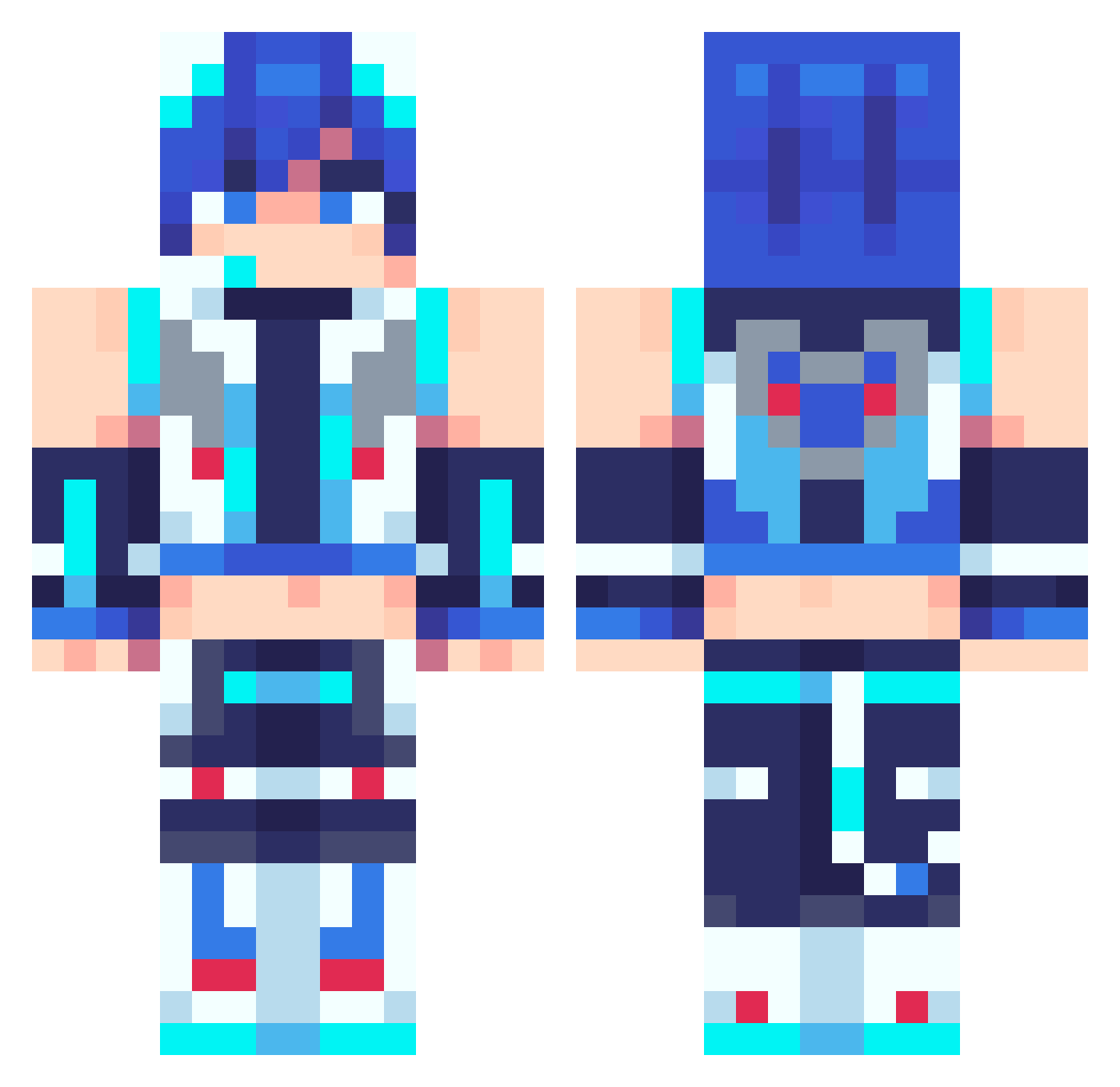 SkyTheWonder Minecraft skin, front and back view