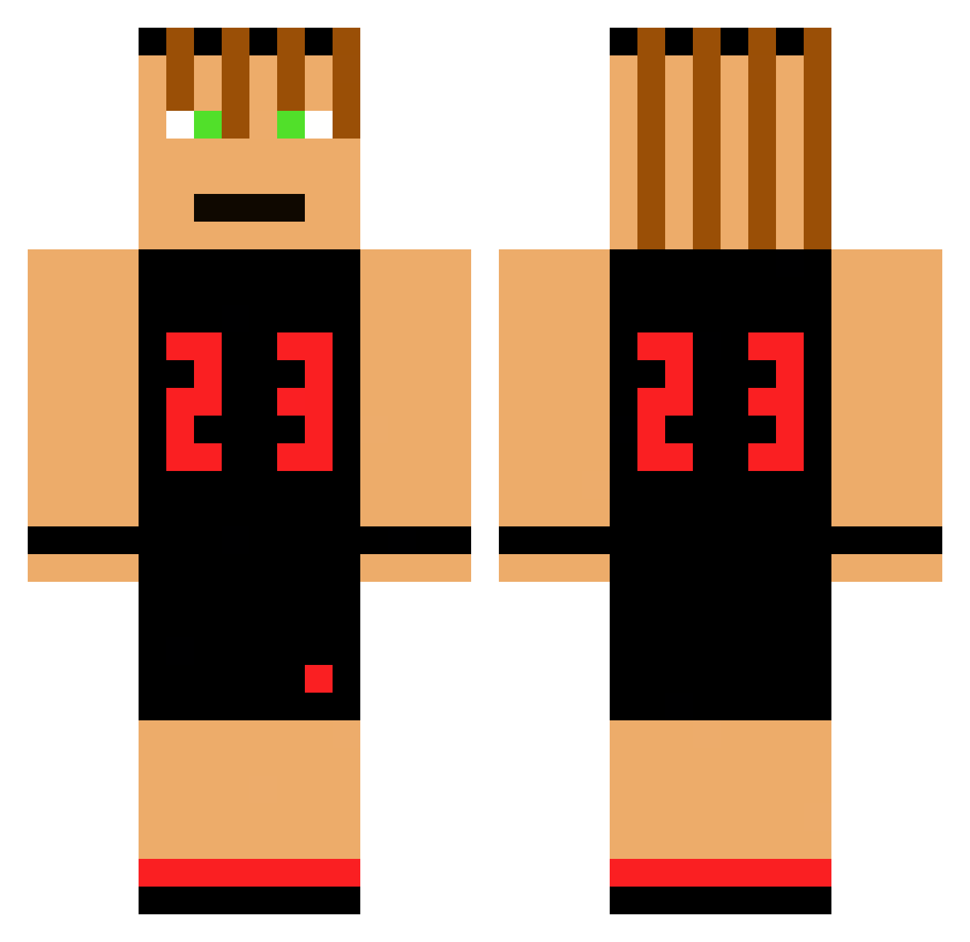 Monsito23 Minecraft skin, front and back view