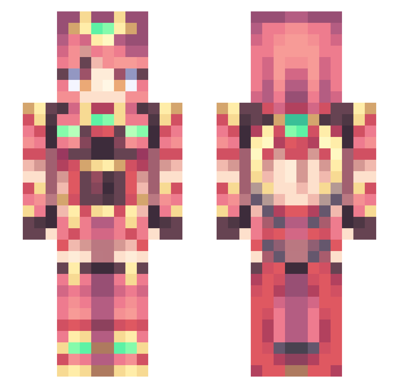 QueenBlue Minecraft skin, front and back view