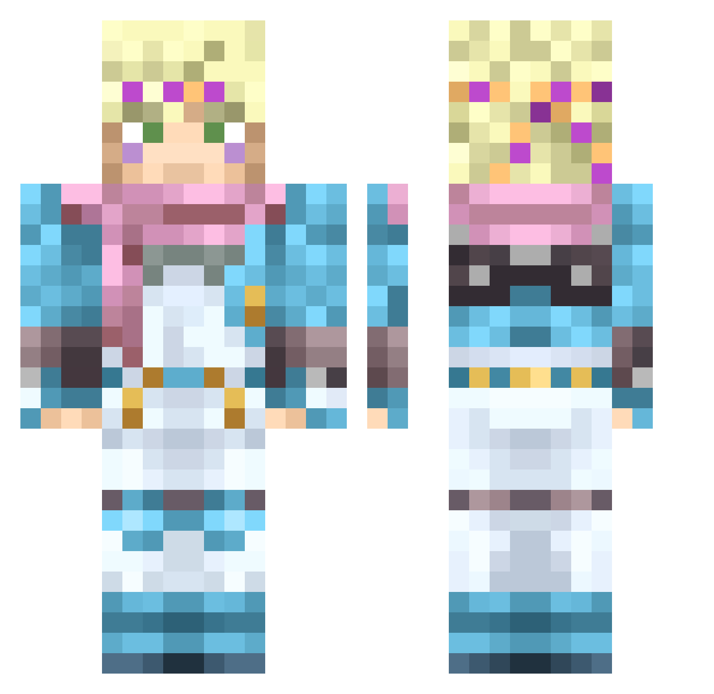 Sikubis Minecraft skin, front and back view